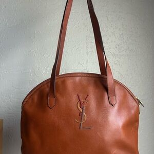 Vintage Yves Saint Laurent Tan Leather Shoulder Bag